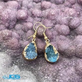 گوشواره سنگ کریستال کوارتز آبی Crystal Quartz درنجف طبیعی